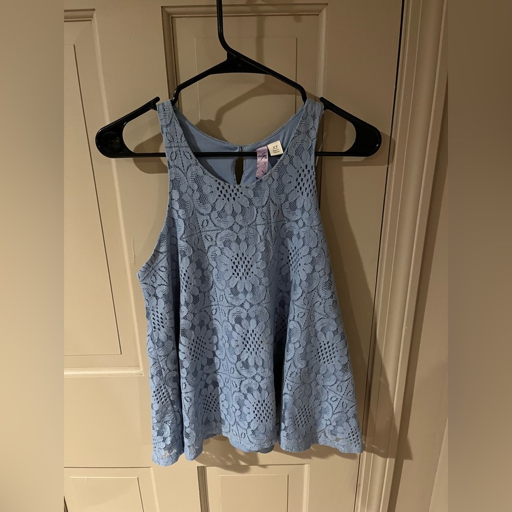 Blue lace tank top blouse